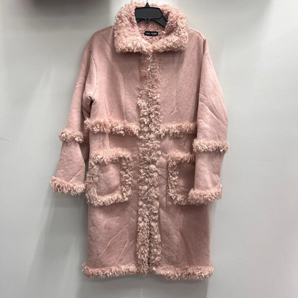 NWT - LOVE TOKEN LIGHT PINK FAUX SHERLING COAT - Picture 1 of 1